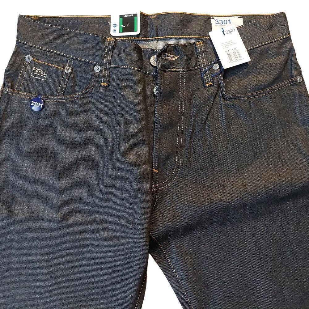 G-Star Raw 3301 Loose Brooklyn Denim Button Fly Dark Blue Denim Jeans Sz 30 NWT - Picture 5 of 15